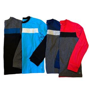 Boys ZELOS Red and Blue Crewneck Shirts Modern Colorblock Design Bundle Set
